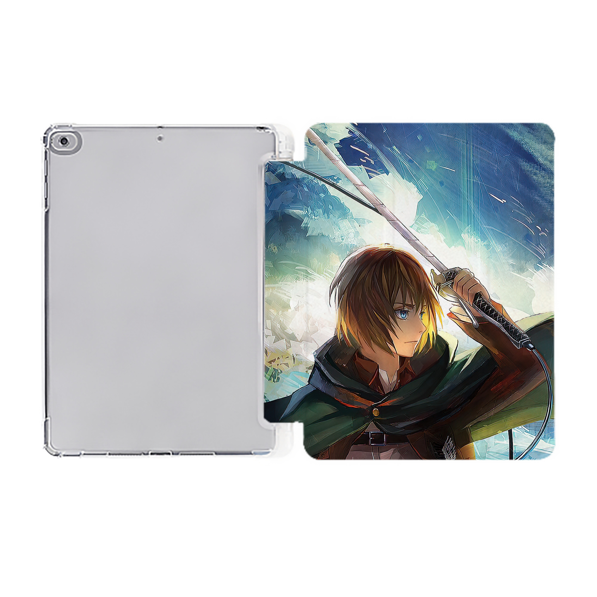 （画像用） 進撃の巨人 Attack on Titan IPad ケース ペン収納付き 三つ折りスタンド PUレザー×シリコン 対応機種9.5/10.5/10.9インチ